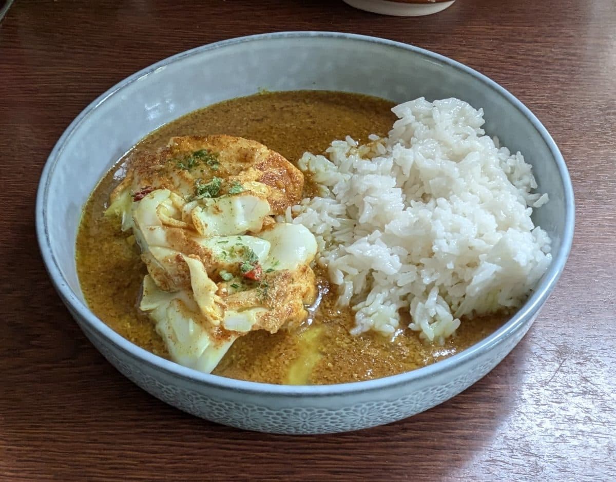 Fish curry with rice